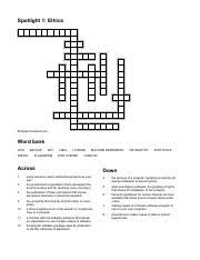 Puzzles and games answer key: Ethics Crossword Puzzle Spotlight 1 Ethics 1 2 3 4 5 6 7 8 9 10 11 12 Eclipsecrossword Com Word Bank Acm Backup Piracy Key Plagiarism Libel License Course Hero