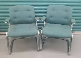 Vintage Steelcase Cantilever Chrome Arm Chairs Set Of Two Steelcase Cantilever Chair Armchair Deep Seating