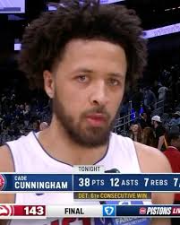 “DON’T TOUCH ME, I’M SIZZLIN’.” , Cade Cunningham to Malik Beasley after  dropping 38 PTS in Detroit’s WIN over Atlanta! 🗣️🔥, Cade became the first  player in NBA history with a 38-PT, 12-AST, 7-REB, ...