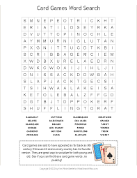 Challenge Yourself To A Little Puzzling Fun With This Engaging Card Games Word Search Puzzle Play Online Or Print Op In 2020 Card Games Word Puzzles Word Search Games