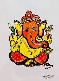 Ganesha Glass Painting With Meenakari Kundan Work Glass Painting Glass Painting Designs Art Drawings Simple