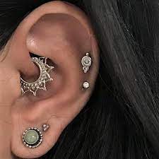 14k White Gold Daithseptum Tribal Clicker 16g 8mm Inside Etsy Cool Ear Piercings Piercing Jewelry Daith Piercing Jewelry