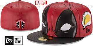 Deadpool Character Face Fitted Hat By New Era May Be Pictured Without Stickers That These Products Are Shipped With Hats New Era Hats Fitted Hats