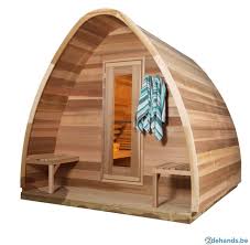 sauna barrel barrelsauna saunapod buitensauna sauna pod tuin decoreren achtertuinideeen zweethut