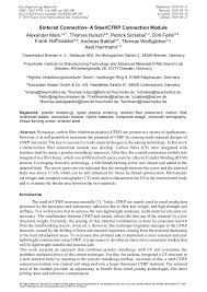 Sintered Connection A Steel Cfrp Connection Module Scientific Net