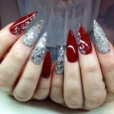 Instagrin Red And Silver Nails Red Nails Glitter Red Stiletto Nails Related searches for red and silver nails: