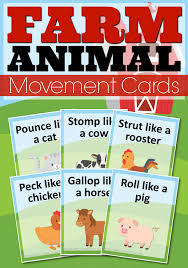 Printable Farm Animal Movement Cards Farm Animals Preschool Farm Preschool Farm Activities