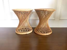 Rattan Hourglass Shaped Stool Rattan Side Table Natural Etsy Rattan Side Table Round Stool Side Table