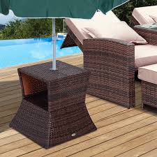 Looks very expensive and for a person who has bought white plastic all her life feels very glamerous. Outsunny Wicker Rattan Outdoor Patio Side Table With Umbrella Hole Overstock 27618991