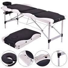 3 Fold Portable Aluminium Alloy Feet Massage Facial Spa Beauty Salon Bed Black In 2020 Massage Table Facial Spa Massage