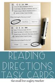 Reading Directions Task Cards Life Skills Reading In 2020 Task Cards Reading Skills Life Skills