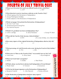 Print out a set for a patriotic barbecue and have your friends quiz each other. Free Printable Usa Independence Day Trivia Quiz