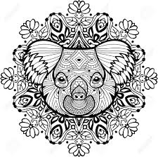Coloringanddrawings.com provides you with the opportunity to color or print your coloring koala drawing online for free. The Head Of The Koala On The Background Of Ethnic Patterns Totem Coloring Page For Adults Monochrome Hand Drawn Ink Drawing Line Art Design Royalty Free Cliparts Vectors And Stock Illustration Image 68423419