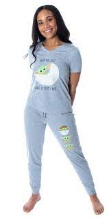 Star Wars Women S The Mandalorian Baby Yoda Shirt And Jogger Pants Pajama Set Xl Walmart Com