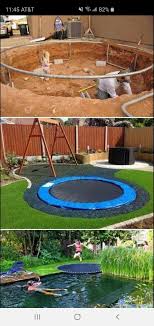 Sunken Tramp In 2020 Budget Backyard Backyard Backyard For Kids