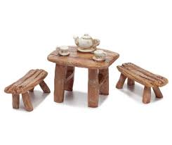 Fairy Garden Teapot Table Bench Set 3 Piece Big Lots Table And Bench Set Miniature Fairy Gardens Fairy Garden Houses