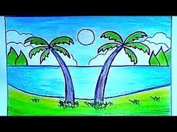 رسم منظر طبيعي سهل رسم سهل جدا تعليم الرسم للمبتدئين youtube nature drawing landscape drawings scenery drawing for kids