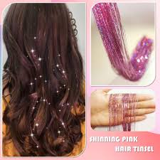 Amazon.com : Hair Tinsel Kit with Tools and Instruction Easy to Use 1000  Strands 47 Inches Glitter Tinsel Hair Extensions for Women and Girls, ...