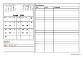 Printable 2021 calendar is free to download and use, and you can use it indoors, on your table, wall or even at your office. 2021 Monthly Appointment Calendar Free Printable Templates
