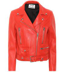Acne Studios Mock Leather Jacket Red 1 550 Crafted From Supple Lambskin Leather The Classic Cropped Moto Leather Jacket Jackets Acne Studios Jacket