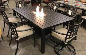 Constructed of a steel frame, the cocoa fire pit conveniently hides the propane inside the base. Stratford Outdoor Fire Pit Dining Set Outdoor Furniture Firepits Clover Home Leisure
