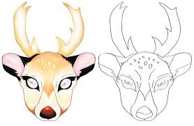 Black And White Deer Printable Printable Deer Mask Deer Mask Printable Animal Masks Woodland Animal Masks
