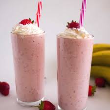 Place all the ingredients in a blender and blend until smooth. Strawberry Banana Milkshake Veena Azmanov