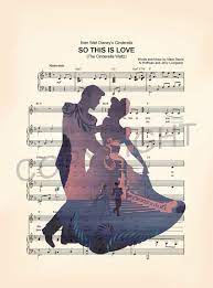 Cinderella And Prince Charming Silhouette So This Is Love Etsy Cinderella And Prince Charming Disney Sheet Music Sheet Music Art