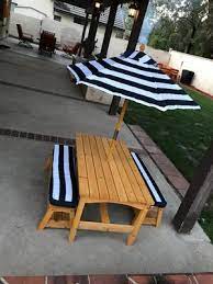 Kidkraft toddler bedding sets & sheets. Kidkraft Outdoor Table Bench Set With Cushions Umbrella Navy White Stripes Walmart Com Walmart Com