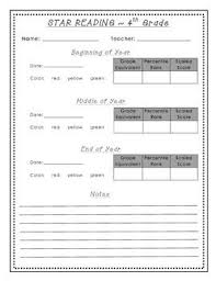 Fourth Grade Star Reading Tracking Sheet Star Reading