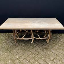 Bronson 4 legs coffee table with storage. Tg 109 Coffee Table With Antler Base De Jong Interieur Recent Added Items European Antiques Decorative
