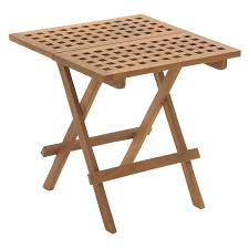 Decmode Teak Wood Folding Side Table With Grate Top 20 In In 2020 Wood Folding Table Folding Table Teak Wood