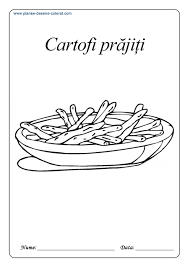 Desene de colorat cu fete anime. Planse De Colorat Cu Alimente Cartofi Prajiti