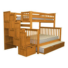 Bunk beds with stairs reviews | relaxed with it. Bedz King Stairway Bunk Beds Twin Over Full With 4 Drawers In The Steps And A Twin Trundle Honey Walmart Com Walmart Com