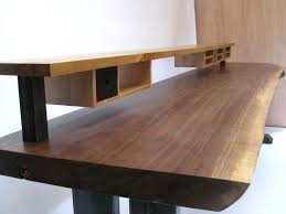 Walnut Slab Desk With Shelving And Drawers Walnut Slab Desk Slab Desk House