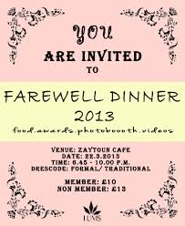 Check out our farewell dinner selection for the very best in unique or custom, handmade pieces from our well you're in luck, because here they come. Farewell Dinner 2013 Leicester University Malaysian Society