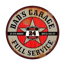 Retro Dads Garage Round Metal Sign 14 X 14 Inches Vintage Metal Signs Garage Art Metal Signs