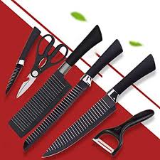 Buy Askyl 6pcs Nonstick Stainless Steel Knife Set For Kitchen Black With Sharp Chef Peeler Bread Filleting Cutter In 2020 Stainless Steel Knife Set Knife Sets Nonstick