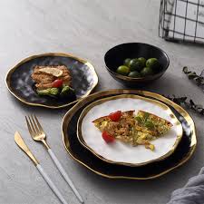 Black And Gold Dinner Plates Handmade Ceramic Plate From Apollo Box Handmade Ceramics Plates Kitchen Plate Dinner Plates