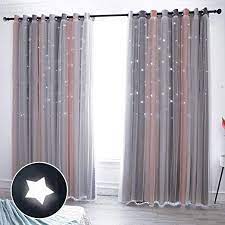 Hughapy Star Curtains Stars Blackout Curtains For Kids Girls Bedroom Living Room Colorful Double La Girls Bedroom Curtains Pink And Grey Curtains Kids Curtains