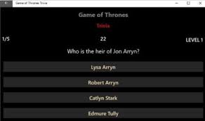 Mar 14, 2018 · game of thrones houses' trivia questions & answers quiz. Windows 10 Quiz Game App Based On Game Of Thrones Tv Series