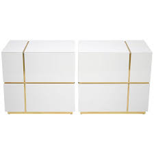 Living room, dining room, bedroom, outdoor & patio, home office Set Of Two Cube White High Gloss Nightstand With Large Drawers For Sale At 1stdibs