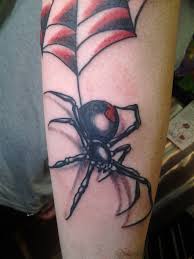 This tattoo design is also considered as a symbol of danger, just like the spider black widow. Old School Black Widow With Web Tattoo On Sleeve