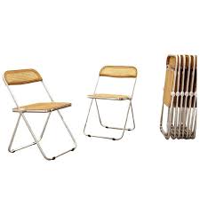 Giancarlo Piretti Rare Set Of Ten Wood And Caning Plia Folding Chairs Anonima Ave