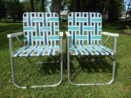2 Vintage Aluminum Sunbeam Folding Webbed Lawn Chair Set Camping Rv Pool Patio Lawn Chairs Pool Patio Chair