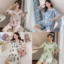 VIDEO QUAY THẬT] Bộ đồ ngủ nữ, pijama, quần áo mặc nhà mùa hè lụa cao cấp cột tay hàn mát mẻ quốc tế HE01 | Shopee Việt Nam