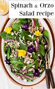 Spinach Orzo Salad Recipe For A Dinner Party Menu Recipe Side Dish Recipes Easy Balsamic Vinaigrette Recipe Vinaigrette Recipes