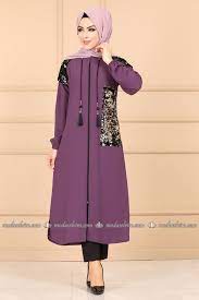 Modaselvim Kap Fermuarli Kapsonlu Kap 6022mm216 Mor Islami Giyim Islami Moda Hijab Chic