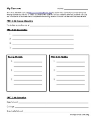 my first resume career lesson activity