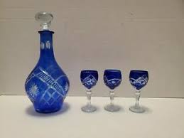 Check spelling or type a new query. Vintage Cobalt Blue Crystal Decanter With 3 Matching Cordials Ebay